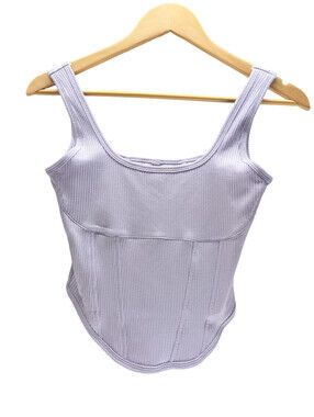 PINK Corset Tank Top Women Size (S) Ribbed Lavender Purple